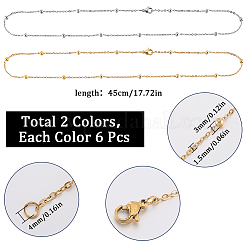 12Pcs 2 Colors 304 Stainless Steel Satellite Chain Necklaces Set&nbsp;NJEW-SC0001-17