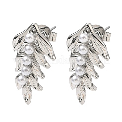 Leaf Brass Stud Earrings&nbsp;EJEW-P341-01G