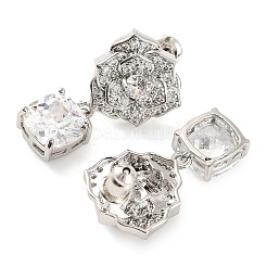 Rack Plating Brass Micro Pave Cubic Zirconia Dangle Stud Earrings&nbsp;EJEW-I304-12P-02