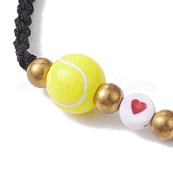 Sport Theme Acylic & Alloy Braided Bead Bracelet&nbsp;BJEW-JB10122-03