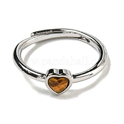 Heart Natural Mixed Stone Adjustable Rings&nbsp;RJEW-Q818-02P