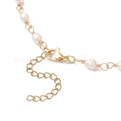 Natural Pearl Rice Beads & Copper Wire Link Chain Necklaces&nbsp;NJEW-JN05493