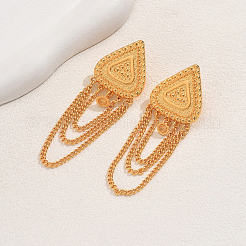 Alloy Triangle with Chain Charm Dangle Stud Earrings &nbsp;KQ5554