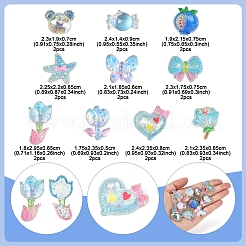 20Pcs 10 Styles Flower Transparent Epoxy Resin Decoden Cabochons&nbsp;RESI-FS0001-94