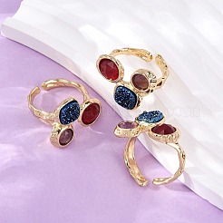 Natural Amethyst/Dyed Jade/Sodalite/Korean Jade/Rose Quartz/Agate Germ Cuff Rings&nbsp;RJEW-M076-05G