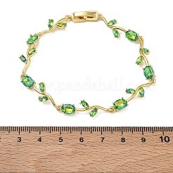 Brass Glass Flower Link Chain Bracelets&nbsp;KK-CBA7DFA-01G-A