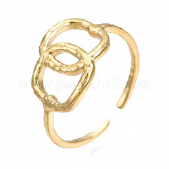 304 Stainless Steel Interlocking Oval Open Cuff Ring&nbsp;X-RJEW-T023-79G
