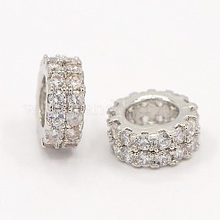 Brass Micro Pave Cubic Zirconia European Beads&nbsp;ZIRC-D026-07