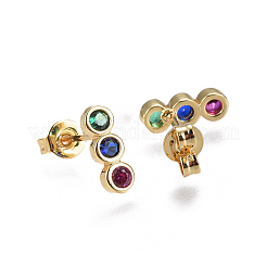 Brass Micro Pave Cubic Zirconia Stud Crawler Earrings&nbsp;EJEW-L224-22G