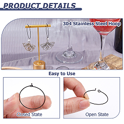 50Pcs 304 Stainless Steel Hoop Earrings&nbsp;EJEW-HS0001-12C
