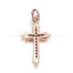 Brass Micro Pave Cubic Zirconia Pendants&nbsp;X-ZIRC-P060-21RG