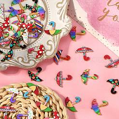 40Pcs 8 Colors Printed Alloy Enamal Pendants&nbsp;ENAM-CJ0002-62