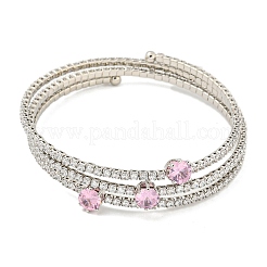 Rack Plating Brass Pave Clear Cubic Zirconia Open Cuff Wrap Bangles&nbsp;BJEW-B110-01P