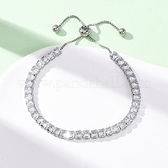 304 Stainless Steel with Clear Cubic Zirconia Link Chain Bracelets&nbsp;BJEW-G754-03P-02