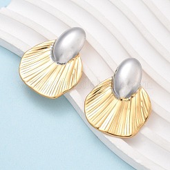 304 Stainless Steel Two Tone Fan Stud Earrings&nbsp;EJEW-C142-16PG