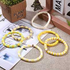 Handmade Polymer Clay Heishi Beads Stretch Bracelets Sets&nbsp;BJEW-JB05902-07