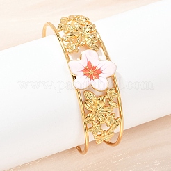 Flower 304 Stainless Steel Cuff Bangles for Women&nbsp;BJEW-A049-02G