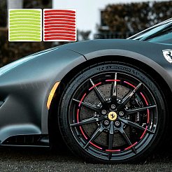 40Pcs 2 Colors Plastic Reflective Car Wheel Rim Stickers&nbsp;AJEW-DJ0005-42