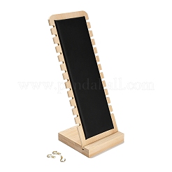 12-Slot Bamboo L-Shaped Necklace Organizer Display Stands with Imitation Leather Mat&nbsp;NDIS-F005-01B
