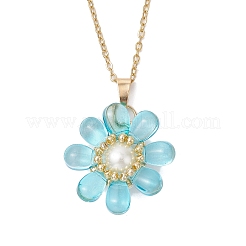 Glass & Glass Pearl Beads Pendants Necklaces for Women&nbsp;NJEW-MZ00106-04
