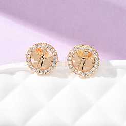 Brass Micro Pave Cubic Zirconia Stud Earrings&nbsp;KK-CBA8EB2-14G