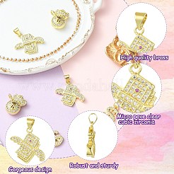 6Pcs 3 Styles Brass Micro Pave Cubic Zirconia Pendants&nbsp;KK-CJ0002-92