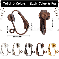 30Pcs 5 Colors Brass Clip-on Earring Findings&nbsp;KK-SC0004-77