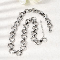 13MM 304 Stainless Steel Textured Round Ring Link Chain Necklaces&nbsp;NJEW-P349-01B-P