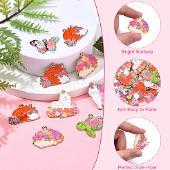 24Pcs 6 Styles Animal Flower Alloy Enamel Pendants&nbsp;ENAM-YW0005-47