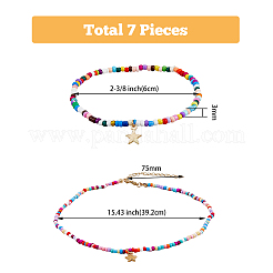 Moon & Star & Padlock Alloy Pendant Necklaces & Stretch Bracelets&nbsp;SJEW-FI0001-13