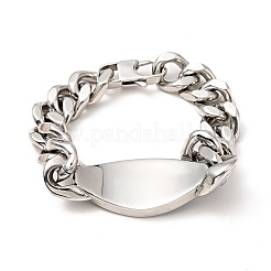 Tarnish Resistant 304 Stainless Steel Rhombus with Cross Link Bracelet with Curb Chains for Men Women&nbsp;BJEW-E009-21P