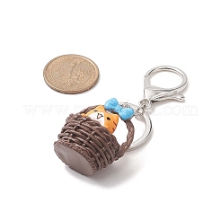 Flower Basket Kitten Opaque Resin Keychains&nbsp;KEYC-JKC00460