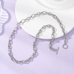 7.5MM 304 Stainless Steel Figaro Chain OT Necklaces&nbsp;NJEW-JN05705