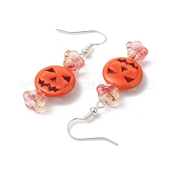 Dyed Synthetic Turquoise & Glass Dangle Earrings&nbsp;EJEW-TA00428
