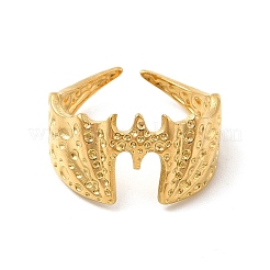 Ion Plating(IP) 304 Stainless Steel Gothic Bat Open Cuff Ring for Women&nbsp;LS-RJEW-E066-01G