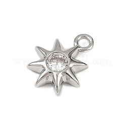 Brass Pave Clear Cubic Zirconia Pendants&nbsp;KK-L238-12P