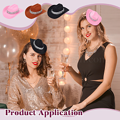 3Pcs 3 Colors Non-woven Fabric with Rhinestones and Iron Alligator Hair Clips&nbsp;AJEW-NB0008-69