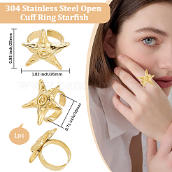 1Pc 304 Stainless Steel Cuff Rings&nbsp;RJEW-BBC0001-22