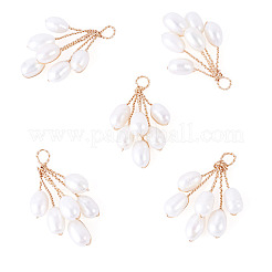 5Pcs Natural Cultured Freshwater Pearl Rice Beaded Grape Pendants&nbsp;PALLOY-TA00382