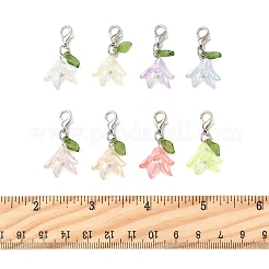 8Pcs 8 Colors Flower Acrylic Pendant Decorations&nbsp;HJEW-FS00034-01