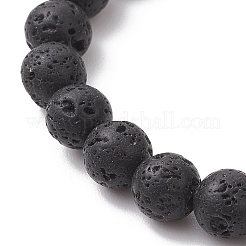 Natural Lava Rock & Tiger Eye  Round Beads Stretch Bracelets&nbsp;BJEW-TA00680