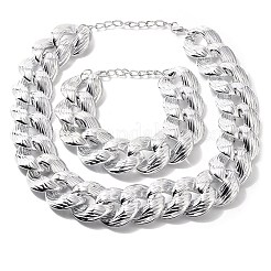 Electroplated CCB Curb Chain Necklace & Bracelets Set&nbsp;SJEW-G084-01P
