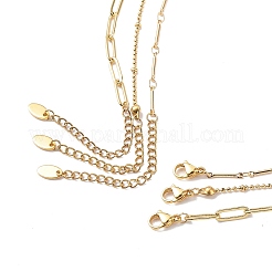 3Pcs 3 Style Brass Bar Link & Paperclip & Satellite Chain Necklaces Set for Men Women&nbsp;NJEW-JN04031