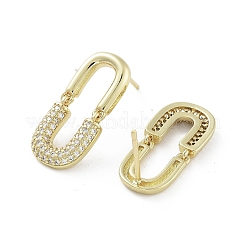 Oval Brass with Cubic Zirconia Dangle Stud Earrings&nbsp;EJEW-Q811-32G