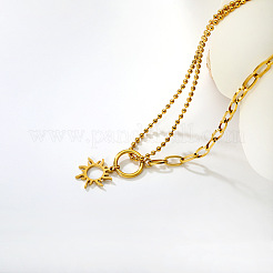 304 Stainless Steel Sun Pendant Necklaces for Women&nbsp;WGEC704-02