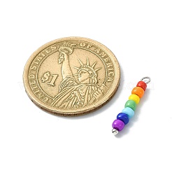 7 Color Chakra Coloful Glass Seed Beaded Pendants&nbsp;PALLOY-JF02526-01