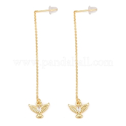 Bird Brass Micro Pave Clear Cubic Zirconia Ear Thread&nbsp;EJEW-H182-11G