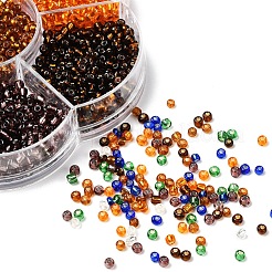 7 Colors Glass Round Seed Beads&nbsp;SEED-YW0001-24B-02