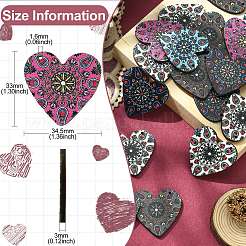 30Pcs 5 Colors Printed Natural Basswood Pendants&nbsp;WOOD-CJ0001-85