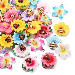 40Pcs 4 Styles Resin Pendants&nbsp;RESI-YW0006-17